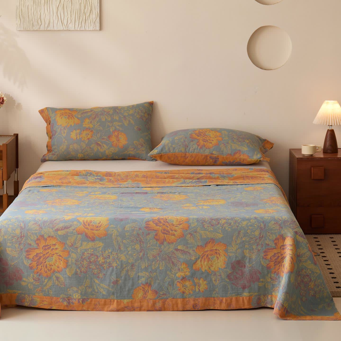 Copriletto in garza di cotone jacquard Peony - image 1