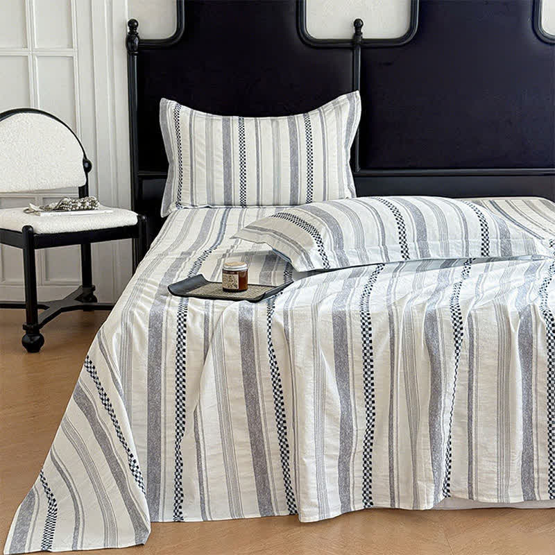 Copriletto in puro cotone jacquard a quadri - Blu - 2 federe - 48cm x 74cm - image 0