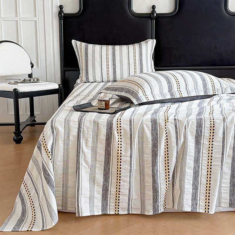 Copriletto in puro cotone jacquard a quadri - Grigio - 2 federe - 48cm x 74cm - image 4