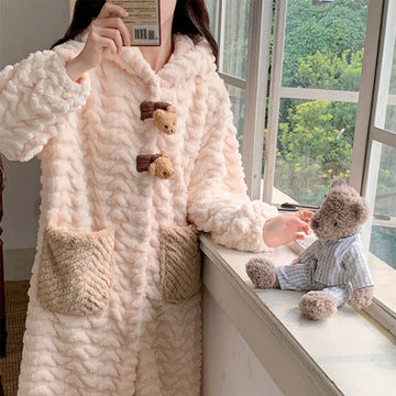 Accappatoio con cappuccio e bottone in peluche a forma di orso - Vestaglia - 2XL - image 0