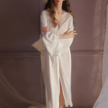 Accappatoio sexy in pizzo tinta unita - Bianco - XL - image 4