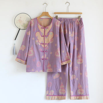Pigiama in cotone con motivo zucca in stile orientale - XL - image 0