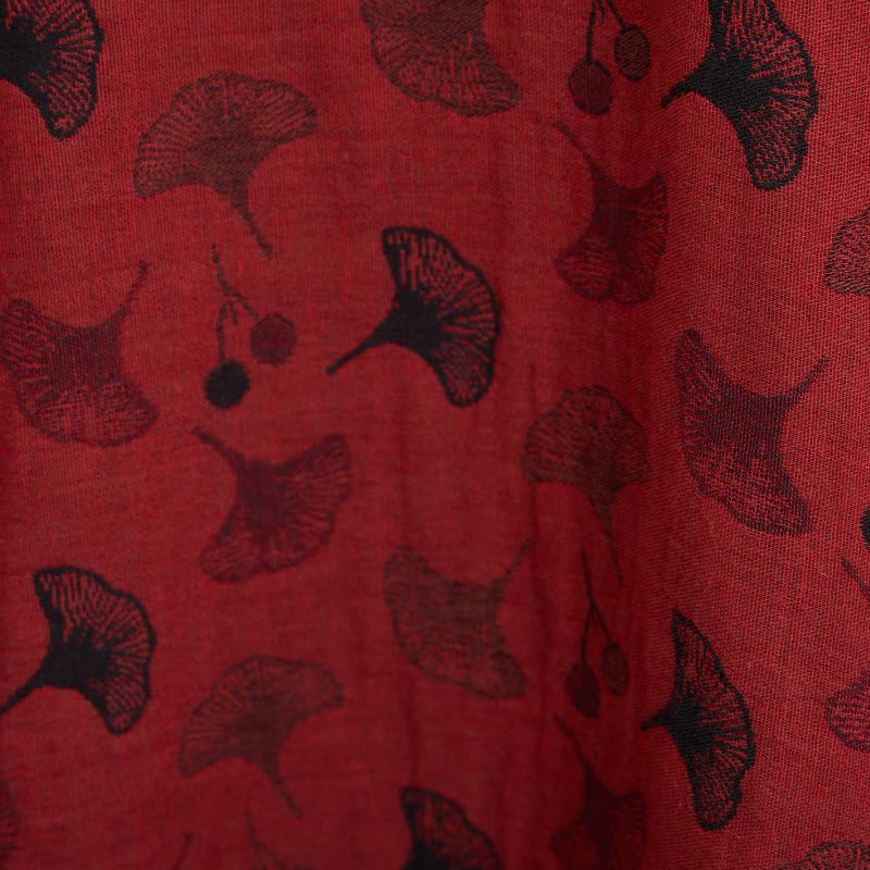 Pigiama in cotone con nappe orientali e foglie di ginkgo - image 6