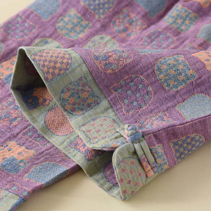 Pigiama a maniche lunghe in cotone vintage con gatto - image 3