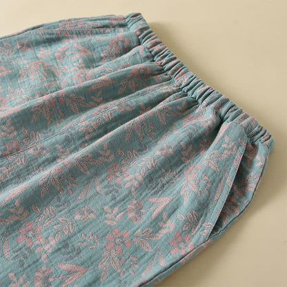 Pigiama a maniche lunghe in cotone vintage con stampa botanica - image 4