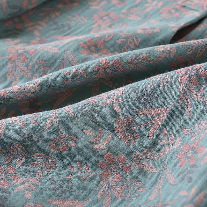 Pigiama a maniche lunghe in cotone vintage con stampa botanica - image 5