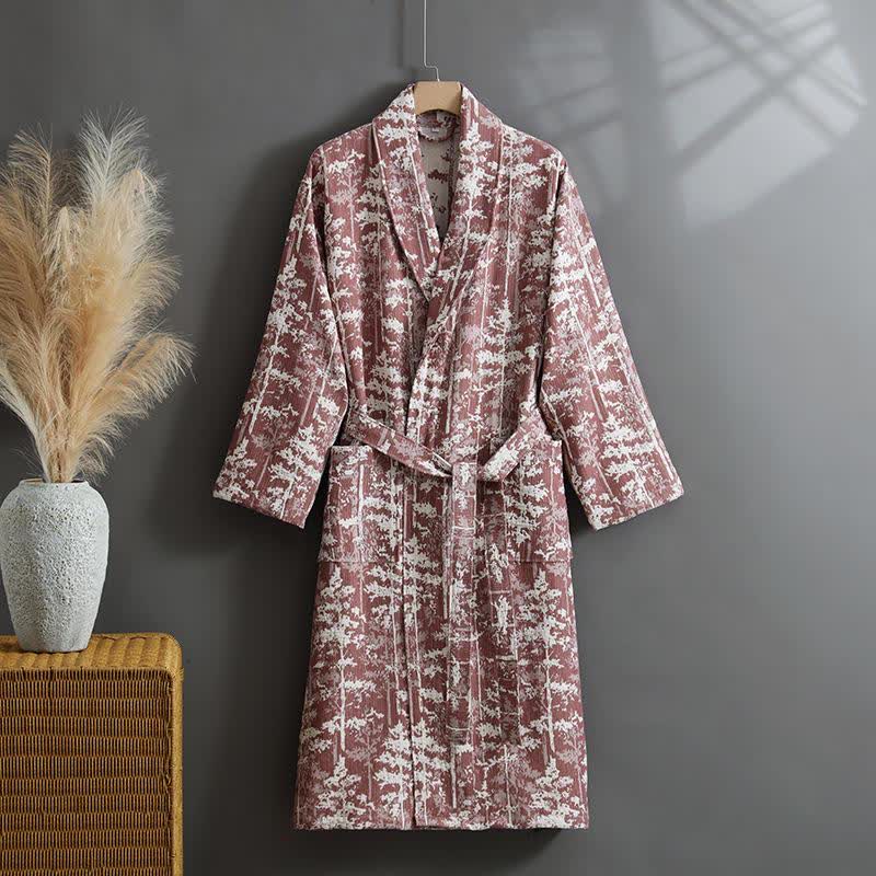 Accappatoio in garza a doppio strato di cotone botanico - Vino - XL - image 9