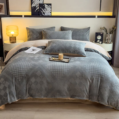 Set di biancheria da letto calda con motivo a quadri a rombi - Grigio - Set di biancheria da letto - Matrimoniale Grande - image 12