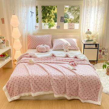 Coperta calda a pois rosa - Matrimoniale - image 0