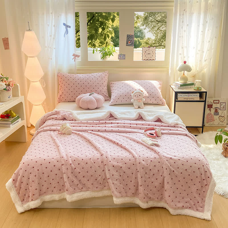 Coperta calda a pois rosa - Matrimoniale - image 0
