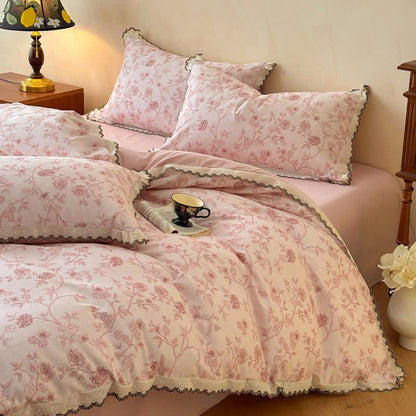 Set di biancheria da letto in pizzo di cotone floreale vintage - image 2