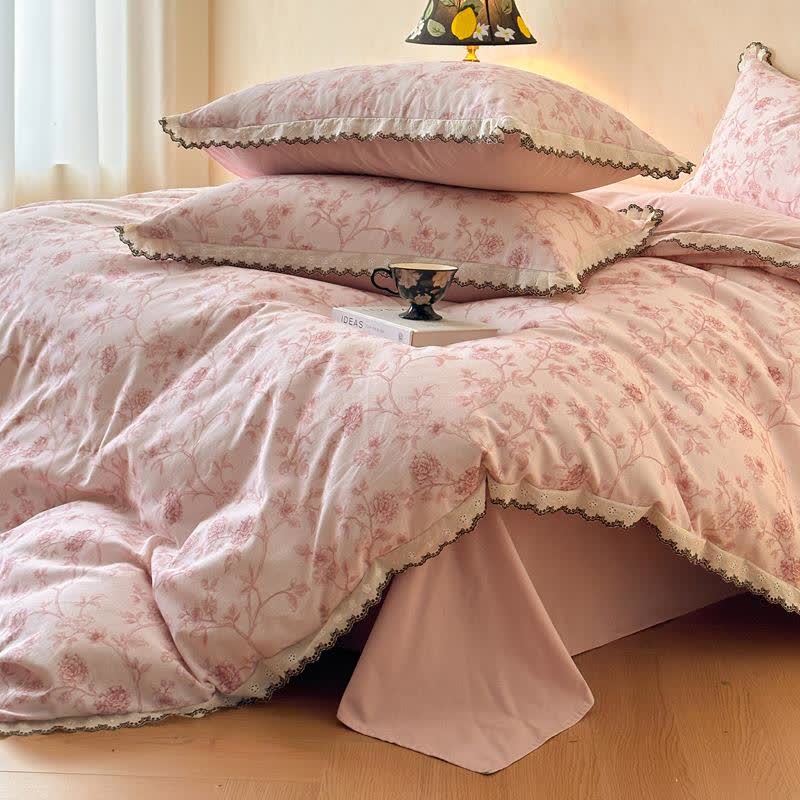 Set di biancheria da letto vintage in cotone con pizzo floreale - image 6