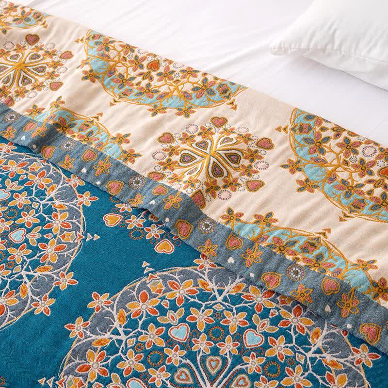 Trapunta in garza di cotone con motivo floreale vintage esotico - image 4