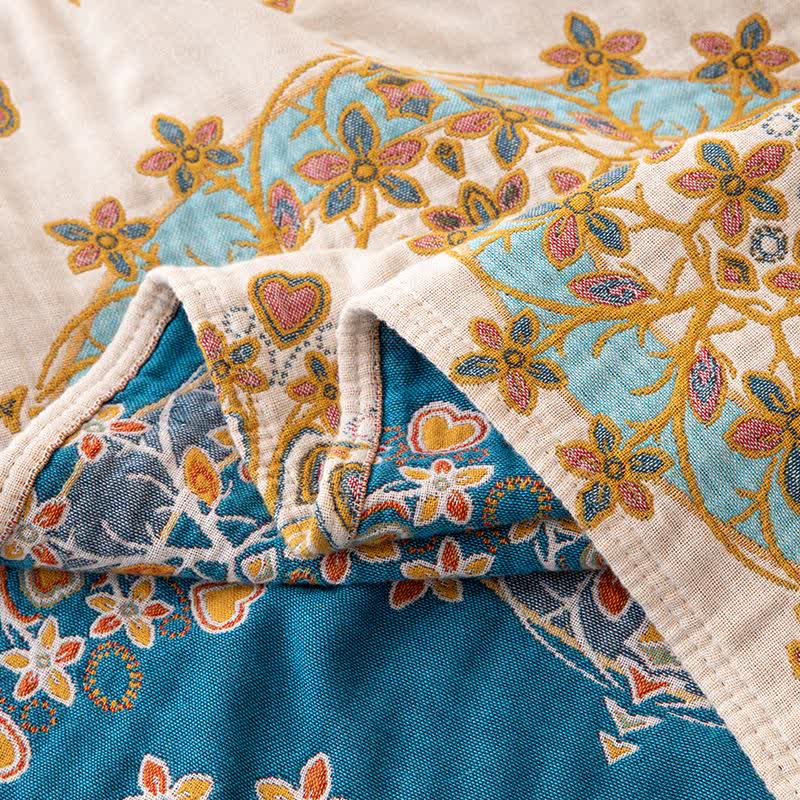 Trapunta in garza di cotone con motivo floreale vintage esotico - image 5