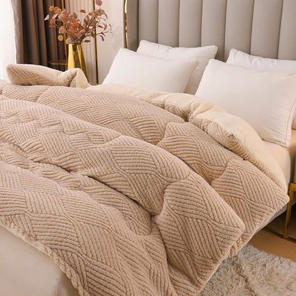 Coperta in peluche Sherpa jacquard a righe ondulate - image 1