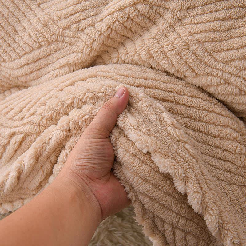 Coperta in peluche Sherpa jacquard a righe ondulate - image 2