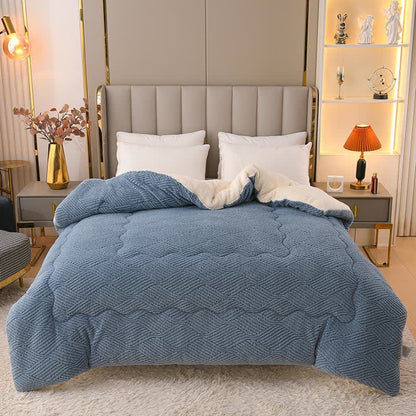 Coperta in peluche Sherpa jacquard a righe ondulate - Blu - Matrimoniale Grande - image 4
