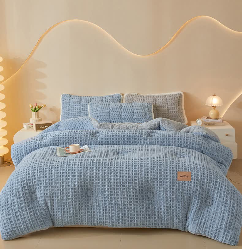 Coperta calda in peluche jacquard a nido d'ape - image 1