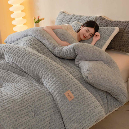 Coperta calda in peluche jacquard a nido d'ape - Grigio - Matrimoniale - image 11