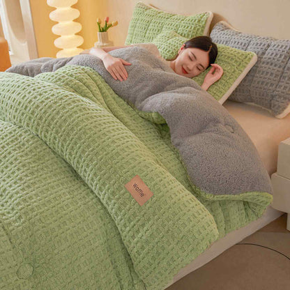 Coperta calda in peluche jacquard a nido d'ape - Verde - Matrimoniale - image 10