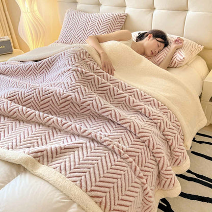 Coperta moderna in jacquard a righe - Rosa - 2 federe - 48cm x 74cm - image 10