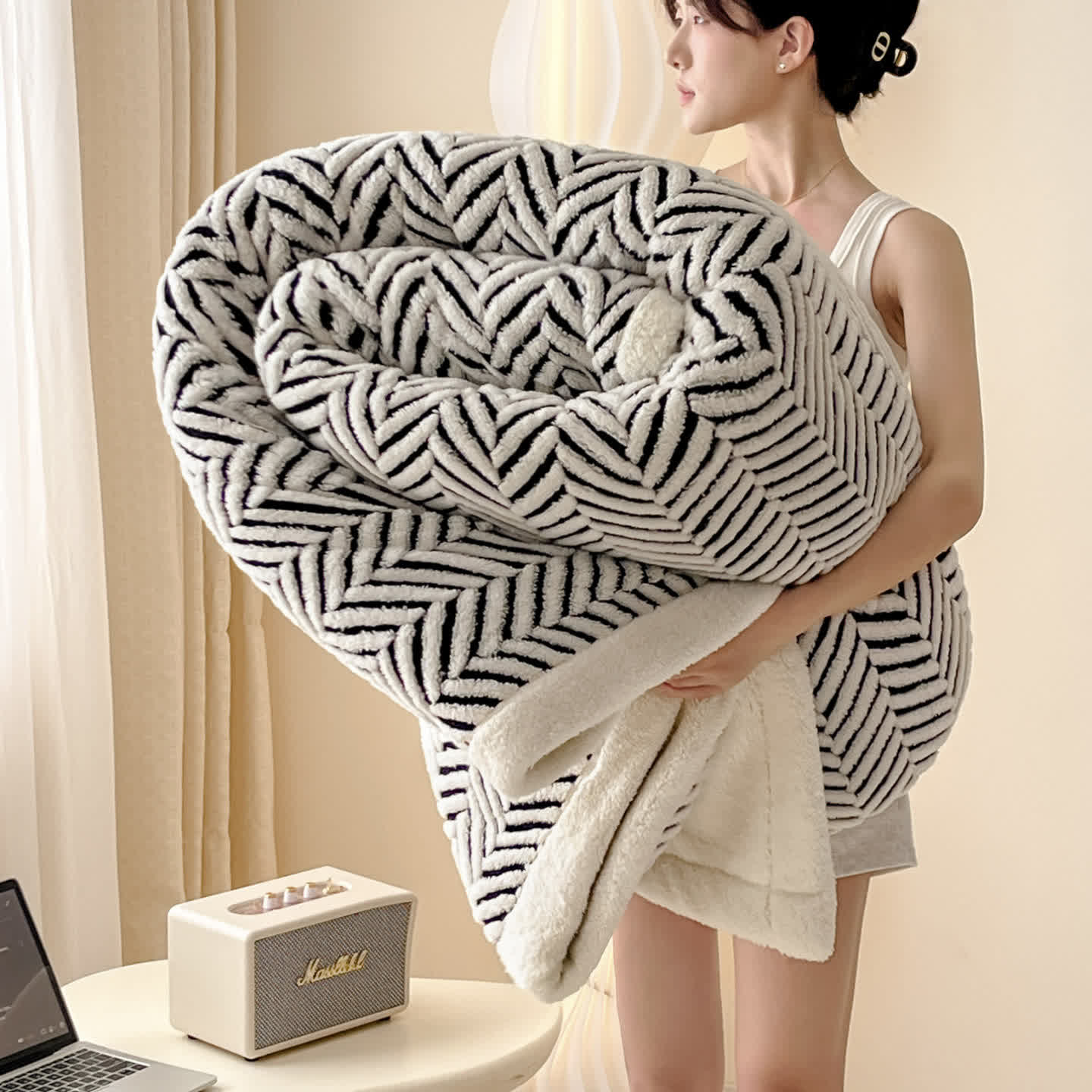 Coperta moderna in jacquard a righe - image 7