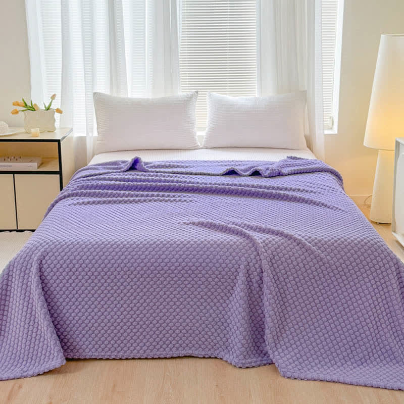 Coperta calda in jacquard a pois - Viola - Matrimoniale - image 0