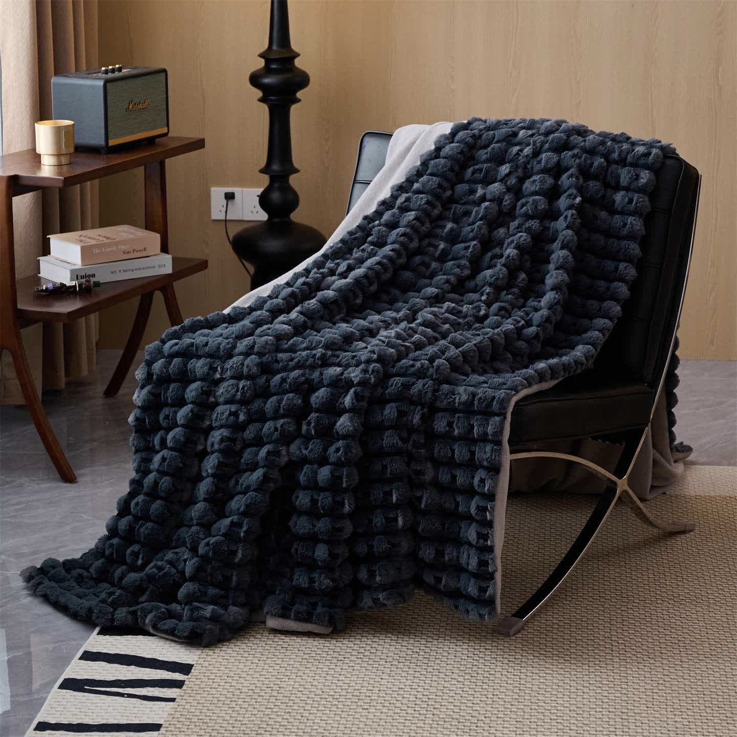 Moderna e lussuosa coperta in pile - Grigio scuro - Matrimoniale - image 12