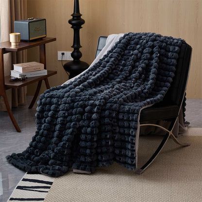 Moderna e lussuosa coperta in pile - Grigio scuro - Matrimoniale - image 12