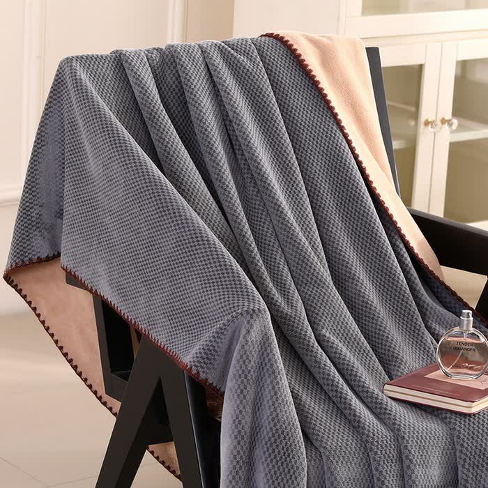Coperta calda in jacquard scozzese - Grigio scuro - 2 federe - 48cm x 74cm - image 1