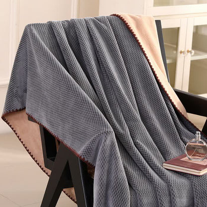 Coperta calda in jacquard scozzese - Grigio scuro - 2 federe - 48cm x 74cm - image 1