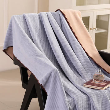 Coperta calda in jacquard scozzese - Viola chiaro - 2 federe - 48cm x 74cm - image 0