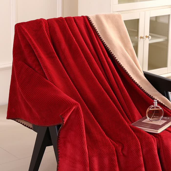Coperta calda in jacquard scozzese - Rosso - 2 federe - 48cm x 74cm - image 12
