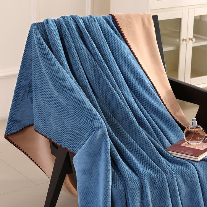 Coperta calda in jacquard scozzese - Blu reale - 2 federe - 48cm x 74cm - image 3