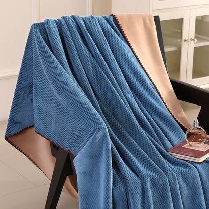 Coperta calda in jacquard scozzese - Blu reale - 2 federe - 48cm x 74cm - image 3