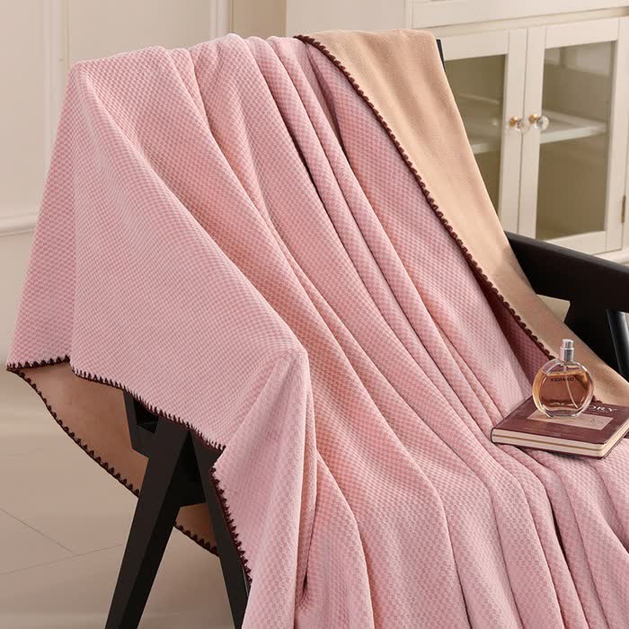 Coperta calda in jacquard scozzese - Rosa - 2 federe - 48cm x 74cm - image 6