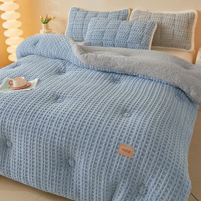 Coperta calda in peluche jacquard a nido d'ape - image 2