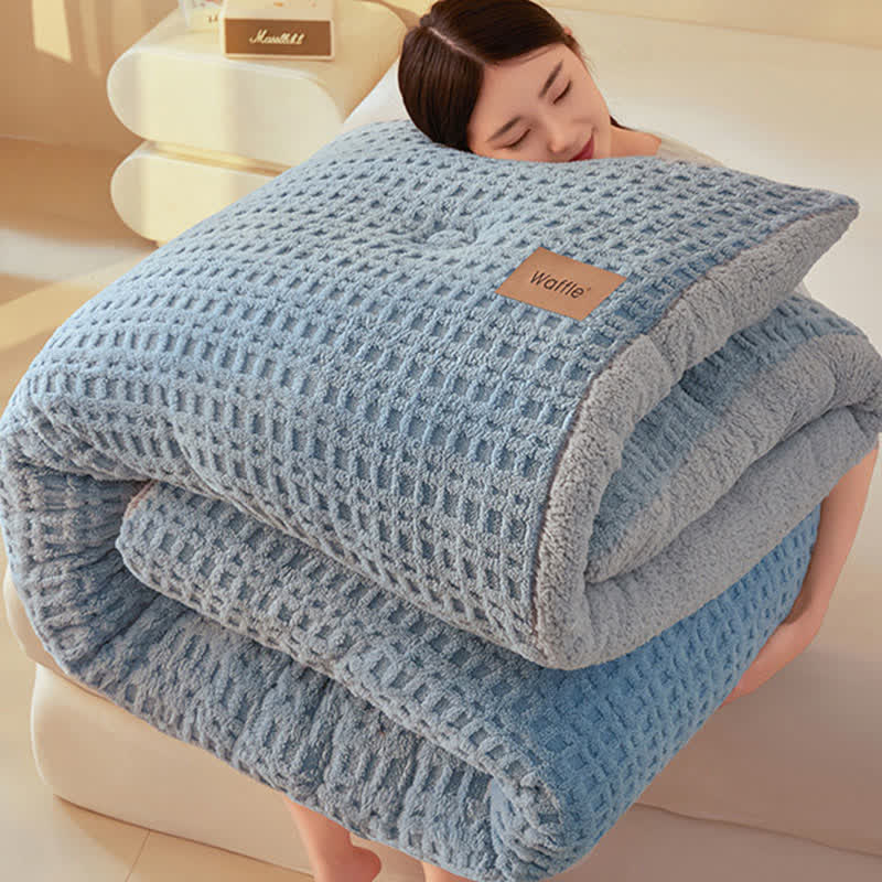 Coperta calda in peluche jacquard a nido d'ape - image 6