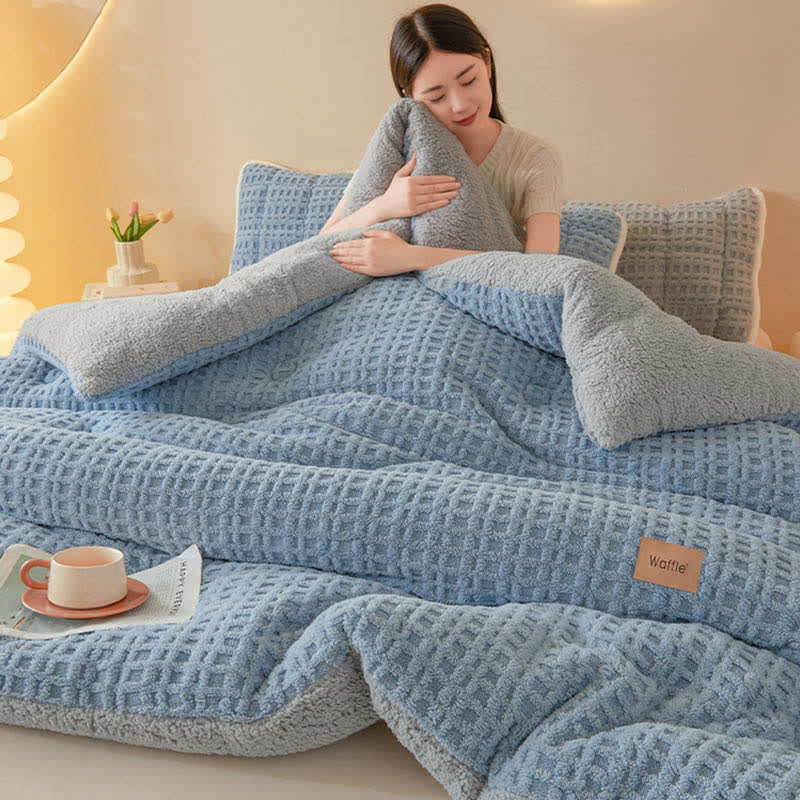 Coperta calda in peluche jacquard a nido d'ape - image 4