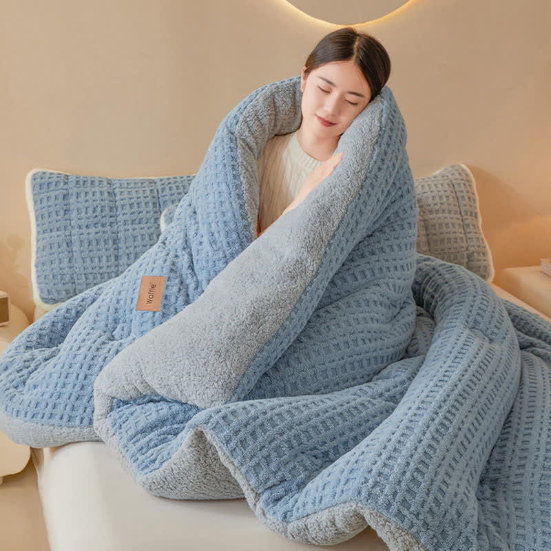 Coperta calda in peluche jacquard a nido d'ape - image 5