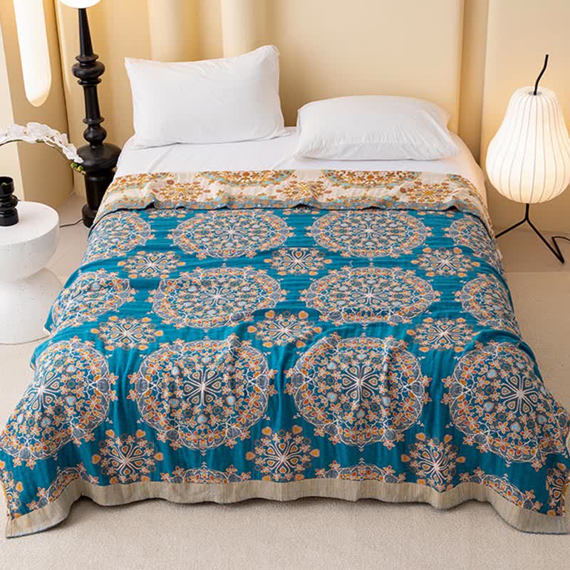 Trapunta in garza di cotone con motivo floreale vintage esotico - image 1