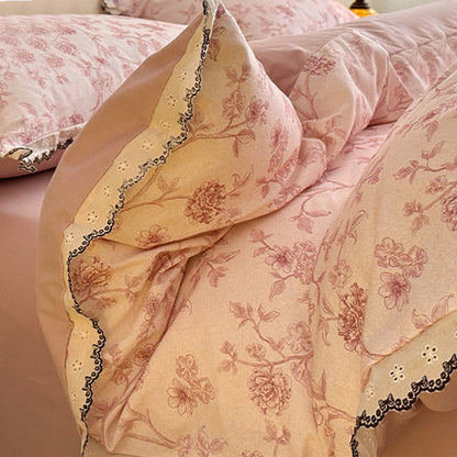 Set di biancheria da letto in pizzo di cotone floreale vintage - image 7