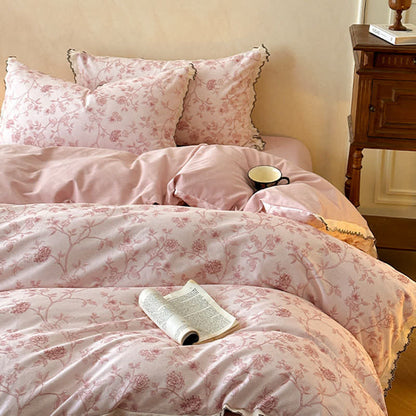 Set di biancheria da letto vintage in cotone con pizzo floreale - image 3