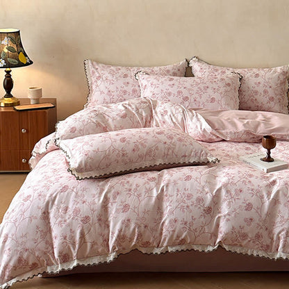 Set di biancheria da letto vintage in cotone con pizzo floreale - image 1