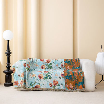 Trapunta in garza di cotone con nappa di rosa dipinta - image 2