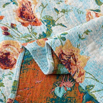 Trapunta in garza di cotone con nappa di rosa dipinta - image 4