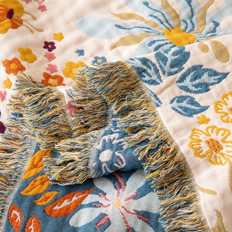 Trapunta in garza di cotone con nappe floreali Cottage - image 3