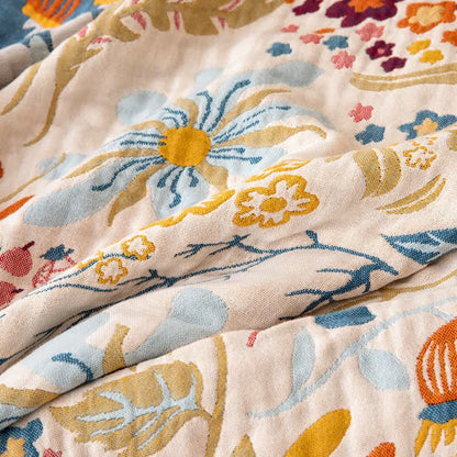 Trapunta in garza di cotone con nappe floreali Cottage - image 4