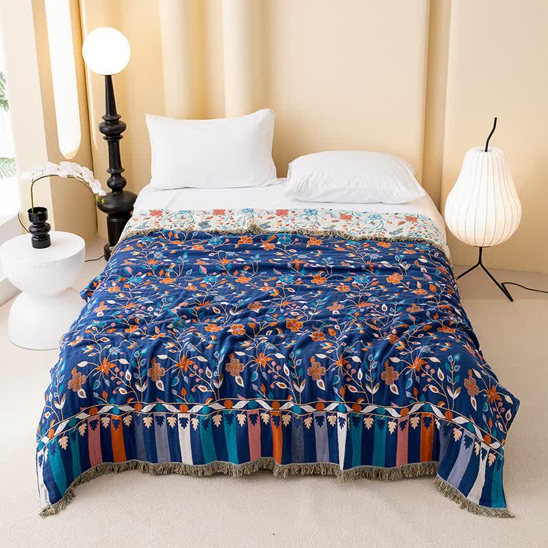 Trapunta reversibile con nappe in cotone floreale vintage - Matrimoniale - image 0