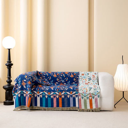 Trapunta reversibile con nappe in cotone floreale vintage - image 3